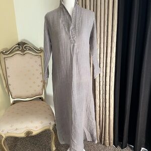 La Bottega Di Brunella Made in Italy Luxury Brand Taupe Linen Maxi Dress Sz Sm.